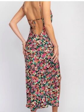 RESA Multicolor Floral Open-Back Slip Dress